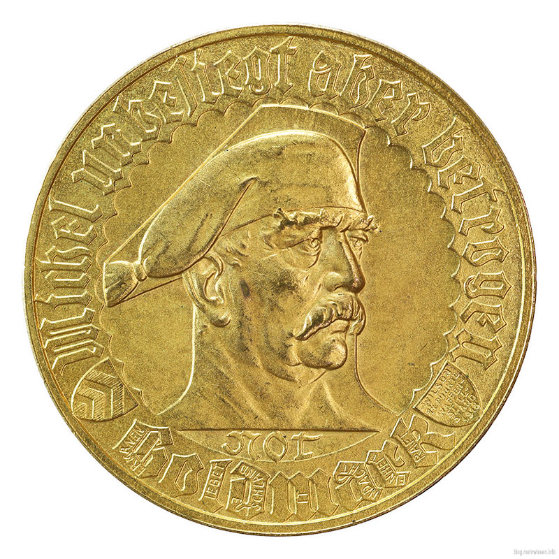 Vorderansicht der Medaille, Hauptmotiv: Otto von Bismarck als Deutscher Michel